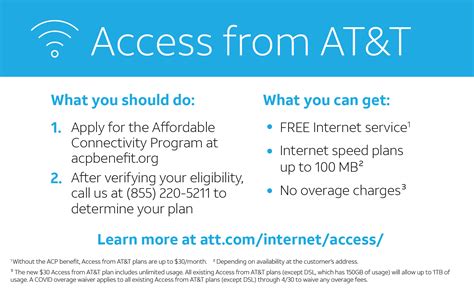 Atandt access program application - AT&T* and Cricket Wireless will participate in the new federal Affordable Connectivity Program (ACP). The ACP will provide eligible households with a benefit of up to $30 a month and up to $75 on qualifying Tribal lands to reduce the cost of broadband service. The ACP will replace the temporary Emergency Broadband Benefit.